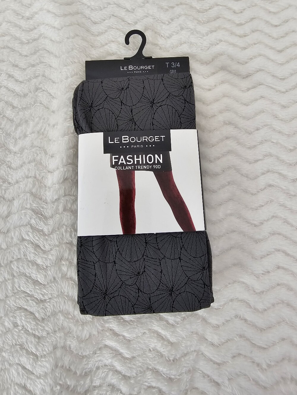 Le Bourget Paris Fashion Collant Trendy 90D Tights Grey Floral Art Deco Large
